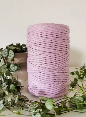 Produktbild von Makrameegarn Makramee Baumwollgarn Bastelgarn FLIEDER 200 Meter 4 mm GEZWIRNT