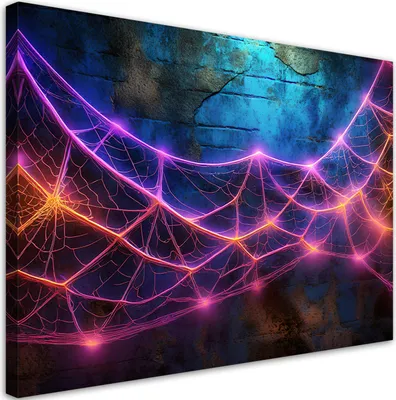 Produktbild von Leinwandbild Spinnennetz in Neonfarbe 90x60 Feeby Violett bild für die wand bereit zum aufhängen