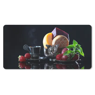 Produktbild von MuchoWow® Mauspad Mousepad Rustikal - Obst - Käse - Tisch - Stilleben 60x30 cm - Mousepads - Maus Mat - Pad - Mausunterlage - Nachhaltig