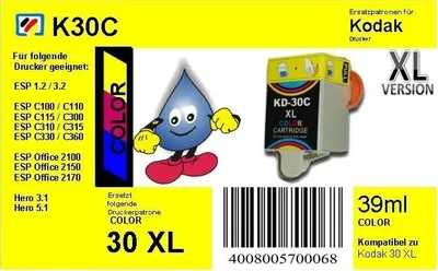 Produktbild von Kodak30CXL - color - TiDis Ersatzpatrone mit 39ml Inhalt