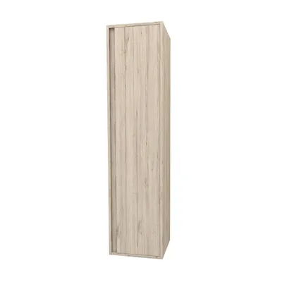 Productafbeelding van BELVIT ARONA Hoge kast voor badkamer, meubel van MDF met soft-close sluiting, 160 cm, licht hout, hangende badkamermeubel