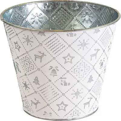 Produktbild von Runder Pflanztopf, in Silber Ø 10x9 cm, Blumenschale aus Metall