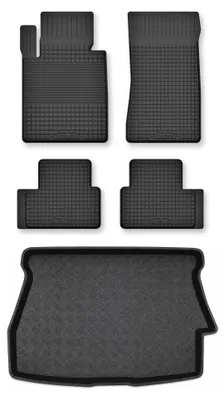 Productafbeelding van Rubberen automatten + kofferbakmat voor BMW Seria 3 E36 1991-2000 (hatchback) – 5-delig, zwart, op maat – Wielganizator Semi-Universal