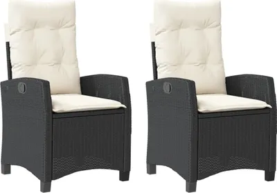 Immagine prodotto di vidaXL Poltrona da giardino con cuscino 2 pz. Regolabile in Poly Rattan nero
