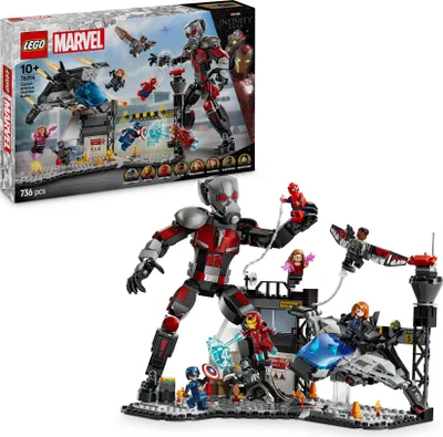 Produktbild von LEGO Marvel Captain America: Civil War Actionduell - Superhelden Spielset mit 8 Minifiguren - Bau- und Spielset  mit Spielzeug Flugzeug - Geschenk für Jungen und Mädchen 76314