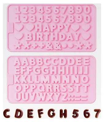 Produktbild von 2 Stück Fondantformen für Happy Birthday mit Zahlen und Buchstaben, Silikonformen für Buchstaben, Fondant-Symbolformen, Mehrzweck-Zahlen-Buchstaben-Formen, DIY-Backwerkzeuge