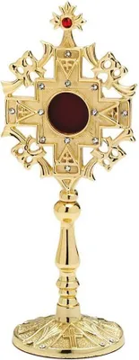 Produktbild von 2680 Reliquiar Reliquie Monstranz Für Klosterarbeit, Hausaltar mit Steinen 24cm
