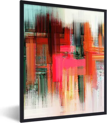 Produktbild von MuchoWow® Gerahmtes Poster Ölgemälde - Abstrakt 60x80 cm - Poster mit Schwarzem Bilderrahmen Wandposter Rahmen Foto Bilder - Premium - Wanddeko Wohnzimmer