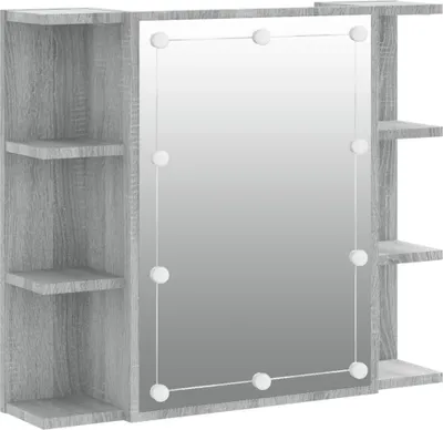 Produktbild von vidaXL Spiegelschrank mit LED Grau Sonoma 70x16,5x60 cm