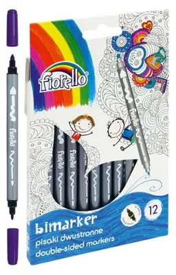 Obrázek produktu pro Fixy Fiorello Pisaki oboustranné, značka BIMARKER, 12 barev