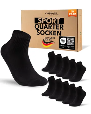 Produktbild von kurze Sportsocken Herren Damen Tennissocken Quarter mit verstärkter Frotteesohle - 70217T Schwarz uni 47-50 10 Paar