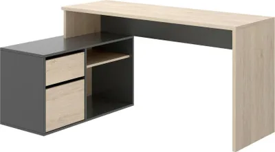 Produktbild von Schreibtisch Ddiaw, Mehrzweck-Schreibtisch für Büro oder Schlafzimmer, Mehrzweck-Ecktisch, 139 x 92 x 75 cm, Eiche und Anthrazit