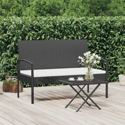 Produktbild von The Living Store Gartenbank mit Kissen Schwarz 105 cm Poly Rattan