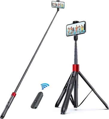 Produktbild von Bluetooth-Selfie-Stick 60'' mit Stativ und 360° Rotation für Smartphone