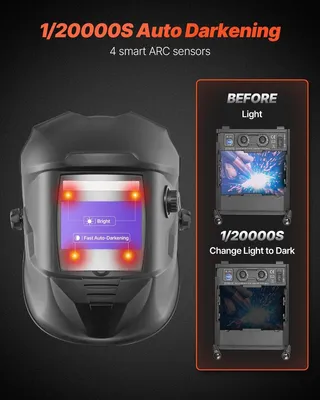 Zdjęcie produktu dla Hełm spawalniczy z automatycznym przyciemnianiem, 100 x 59,4 mm, prawdziwe kolory, zasilany energią słoneczną, z 4 czujnikami łuku, szeroki zakres przyciemnienia 4/5-9/9-13, do spawania TIG, MIG, ARC, szlifowania i cięcia – seria METIS