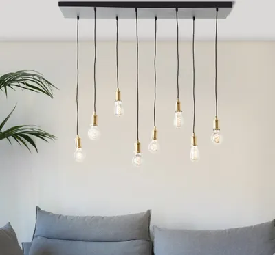 Zdjęcie produktu dla Elegancka, czarna lampa wisząca z serii "schwarzes". | 133 x 110 cm | 8 x żarówka E27, max. 60 W | Kabel można skrócić | Metal