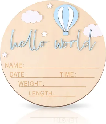 Produktbild von Baby Ankündigungsschild Holz, 15 cm, genderneutral, für die Babyshower