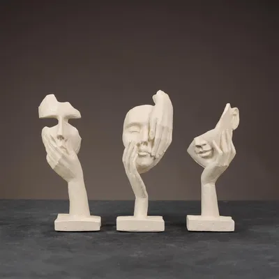 Produktbild von Wohnaccessoires, minimalistische Dreifachskulptur, beige