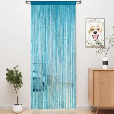 Zdjęcie produktu dla Unyqoos® – Zasłona przeciwko owadom – zasłona na drzwi z poliestru z srebrnymi nitkami, chroniąca przed owadami, wymiary 100 x 200 cm, kolor niebieski