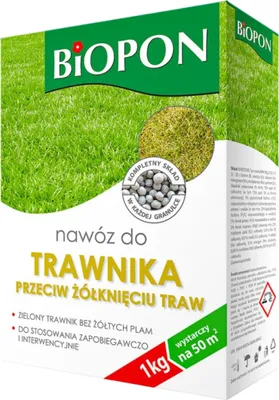 Zdjęcie produktu dla Biopon Nawóz Do Trawnika Przeciw Żółknięciu Granulat 1Kg Bez Żółtych Plam