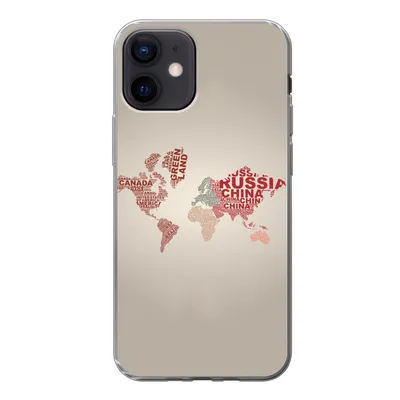 Produktbild von MuchoWow® Handyhülle Schutzhülle Hülle für iPhone 12 Weltkarte - Karte - Briefe Silikon Softcase Handy Hülle - Schutzhülle