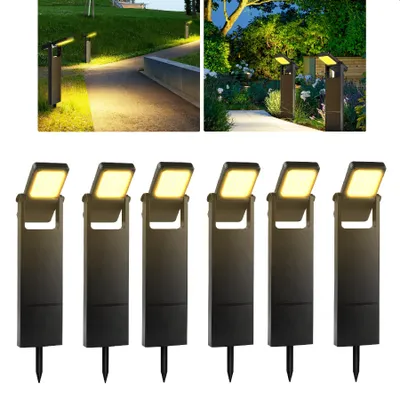 Produktbild von 6 Stück LED Solarlampen für Außen Solarleuchten mit 2 Modi Hell, Warmweiß Solar Wegbeleuchtung IP64 Wasserdicht für Außen, Hinterhöfe, Gärten, Rasen