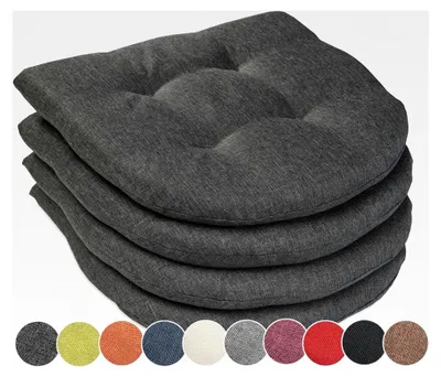 Produktbild von 4er Set Stuhlkissen 40x40 cm - Sitzkissen 5 cm dick - Sitzpolster für Stühle und Bänke in Haus und Garten - Anthrazit - Hergestellt in der EU