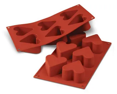 Produktbild von silikomart | SF036 Silikonform für Einzelportionen HEART, antihaftbeschichtet, 6