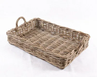 Productafbeelding van Grijze mand van riet, 52x36x10 cm