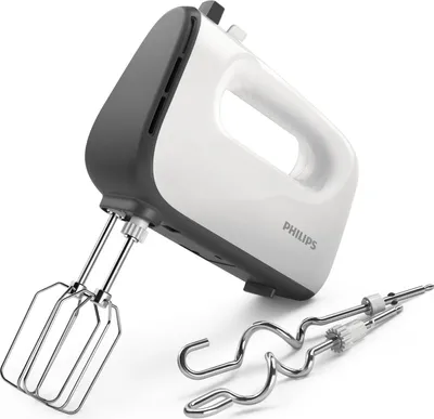 Produktbild von Philips Handmixer 5000 Series, 5 Geschwindigkeitsstufen + Turbofunktion, 450 W, Grau (HR3741/00)