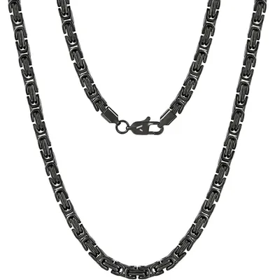 Produktbild von Kette Herren 4/6mm 18K Gold beschichtet Edelstahl Königskette Byzantinische Goldkette Hip Hop Schmuck 60cm Schwarz
