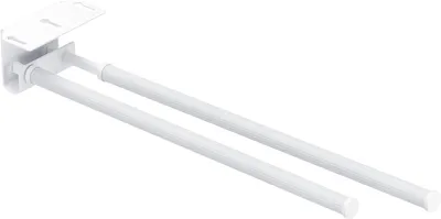 Produktbild von Wenko Handtuchhalter ausziehbar 43-77 cm Duo Basic Bad WC Metall-Kunststoff Weiß Wandmontage inkl. Schrauben und Dübel