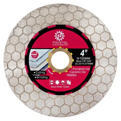 Image de Disque de tronçonnage diamanté de 105 mm pour carrelage, marbre et granit – pour découpe et ponçage, avec un alésage de 22,23 mm