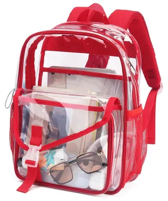 Produktbild von Transparenter Damenrucksack wasserdicht PVC Rot 26x11x35cm T9051