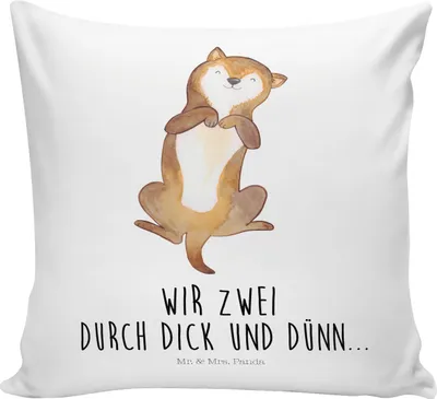 Produktbild von Mr. & Mrs. Panda flauschkissen Hund Streicheln - Weiß - Geschenk, Kraulen, kuschelkissen 40x40, Hunde, Sprüche, Hundeliebe, Süß, Bedrucktes Kissen, Kuschel, Sofakissen