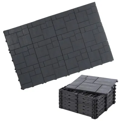 Produktbild von Terrassenfliesen 30x30x1,5 cm - 12 Stück = 1,1 m² - Dunkelgrau - Klickfliesen - Wetterfest - Recycling-Gummi