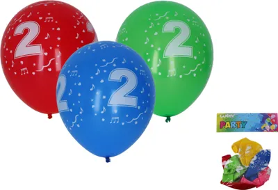 Zdjęcie produktu dla Nadmuchiwany balon 30 cm - zestaw 5 sztuk, z cyfrą 2
