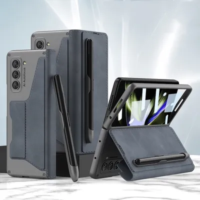 Obrázek produktu pro Pro Samsung Galaxy Z Fold5 5G GKK ochranný kryt z umělé kůže s držákem na pero