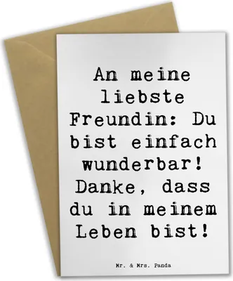 Produktbild von Mr. & Mrs. Panda Grußkarte Spruch Liebste Freundin - Weiß - Geschenk, osterkarte, Wertschätzung, Freundschaft, Grußkarten, Aufmerksamkeit, besonderes, Bedanken, Danke