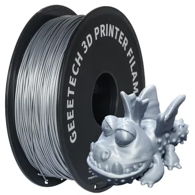 Obrázek produktu pro Geeetech PLA filament pro 3D tiskárny, 1,75 mm, přesnost rozměrů +/- 0,03 mm, 1 kg cívka materiálu pro 3D tisk - stříbrná