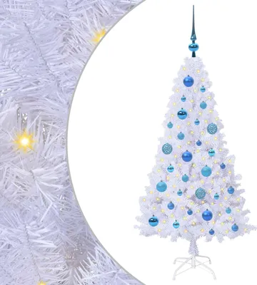 Image de vidaXL Sapin de Noël artificiel blanc 120 cm PVC et acier