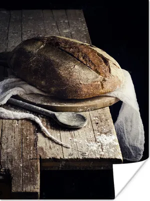 Produktbild von MuchoWow® Poster Brot auf einem Schneidebrett 90x120 cm - Wohnzimmer