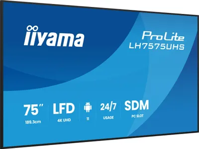 Produktbild von iiyama LH7575UHS-B2AG, Digital Signage Flachbildschirm, 190,5 cm (75"), LCD, 3840 x 2160 Pixel, WLAN, 24/7