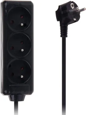 Immagine prodotto di Cavo di prolunga con messa a terra 5m 3x1mm 3 prese 10A nero