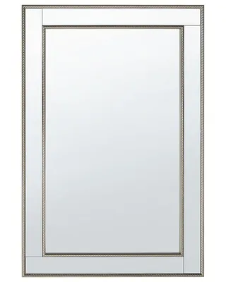 Obrázok produktu pre BELIANI Nástenné zrkadlo strieborné a zlaté obdĺžnikové 60 x 90 cm minimalistický dizajn art deco spálňa obývacia izba