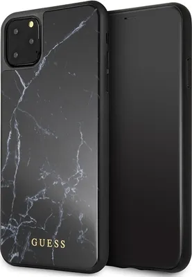 Produktbild von Guess Marble Glass Collection Apple iPhone 11 Pro Max Schwarz Hard Case Cover Schutzhülle
