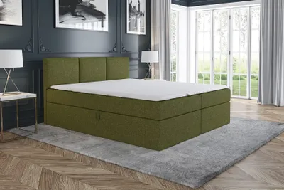 Produktbild von Boxspringbett MARKO  120x200 mit 2 Bettkästen, Bonell-Matratze und Topper. Möbel vom Hersteller- Handarbeit!Bett Komplett-Set mit Matratze,Bettkasten & Kopfteil. Stoff SAVANA. Elegantes Bett mit massives Kopfteil.