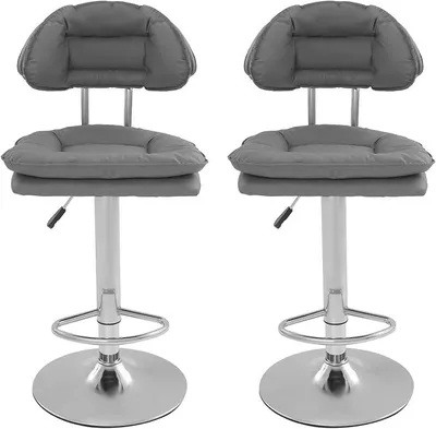 Produktbild von Barhocker Barstuhl mit Gepolsterter 2er Set 360° Drehbare Küchenhocker mit Rückenlehne und Fußstütze, Höhenverstellbar Esszimmerstuhl