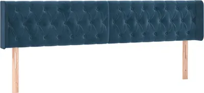 Obrázok produktu pre vidaXL Čelá postele, tmavomodré, 180 x 7 x 78/88 cm, zamat