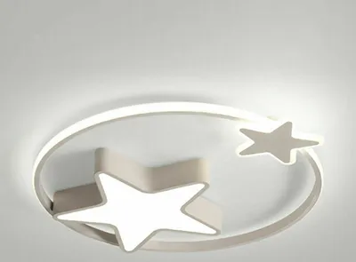 Produktbild von 55cm LED Stern Dimmbare Moderne Kreative Deckenleuchte mit Fernbedienung Fantasy-Märchenstil Licht Jungen Mädchen Metall Kronleuchter Eisen Deckenlampe für Wohnzimmer Schlafzimmer Esszimmer Kinderzimmer Flur Bar Café Restaurant (weiß) 36W